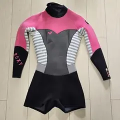 ROXY ウェットスーツ ロンスプリング ピンク グレー ボーダーMサイズ