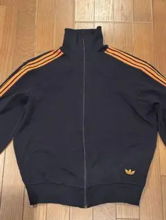 adidas デサント　70sトラックジャケット　ブラック　オレンジ