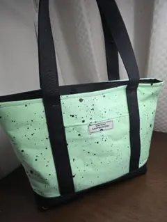 ミントグリーン スプラッター柄 トートバッグ