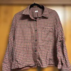 フランネルボクシーシャツ　赤と黒のチェック柄ＸＬ