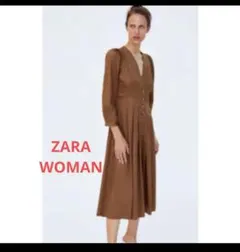 ZARA WOMAN フロントボタン プリーツワンピース