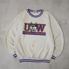 90s USA製　ワシントン カレッジ　リンガー スウェット　チーム　狼　メンズ