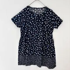 【レキップヨシエイナバ】総柄Tシャツ ドット柄　コットン　トップス　ゆったりのサムネイル