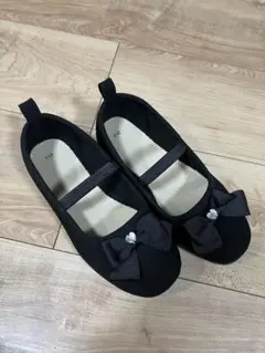 黒 リボン付き フォーマルシューズ 21cm