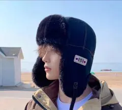 【セール】 フライトキャップ 防寒 男女兼用 アウトドア ブラック パイロット帽