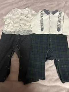 センスオブワンダー ロンパース2点セット ストライプ・チェック