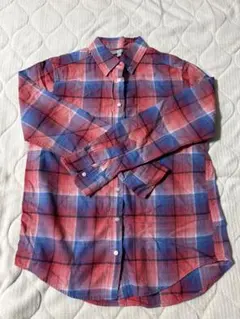ユニクロ　チェック柄 長袖シャツ 赤・青・白