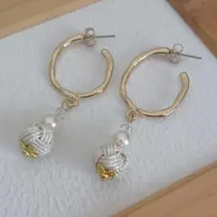 ゴールド フープと水引淡路玉ピアス 【再販×２】