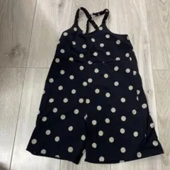 ネイビー ドット柄 オーバーオール