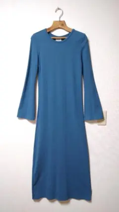 美品 Ungrid フレアスリーブテレコフィットワンピース/マキシ・ロング・リブ