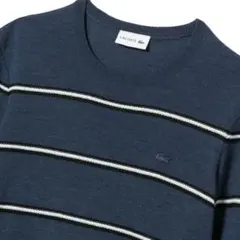 LACOSTE ネイビー ストライプ ニットセーター