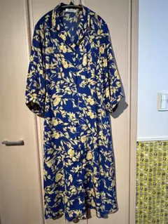 【終】花柄シャツワンピース 7分丈　ロング丈