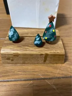 木製ミニチュアクリスマスツリー 3本セット カードスタンド インテリア