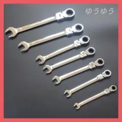首振りラチェット ギヤレンチ ギアレンチ スパナ 7本セット コンビ 工具のサムネイル