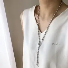 金属アレルギー対応　ステンレス/マンテル留め具　ボールチェーンネックレス