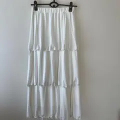CIAOPANIC ホワイト 3層ティアードフレアスカート