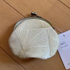 ホワイト 布製 がま口コインケース