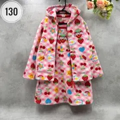 メゾピアノ　フリースパーカー＆ジャンバースカート いちごモチーフ　レトロ