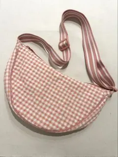海外限定カラー♪ユニクロ ラウンドミニショルダーバッグ☆ギンガムチェック☆ピンク