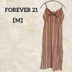 FOREVER 21【M】キャミワンピース ストライプ ピンク ホワイト リボン