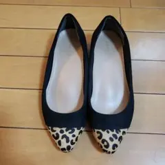 ☆週末値下げ☆レオパード&黒フラットパンプスのサムネイル