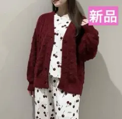 【新品タグ付き】ジェラートピケ　柄編みカーディガン　いちご　ストロベリー