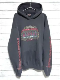 90s usa製 ハーレーダビッドソン　袖プリント　スウェット パーカー