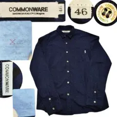 COMMONWARE ヒョウ柄シャツ マイクロレオパード 総柄 46 S〜M 豹