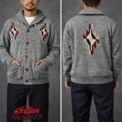 インディアンモーターサイクル カーディガン L ネイティブ柄 刺繍 アメカジ