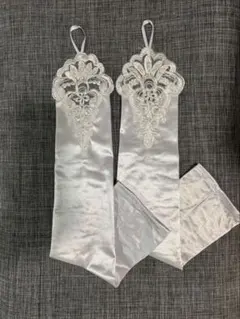 ウェディンググローブ ロング サテン フィンガーレス ブライダル