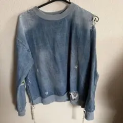 ライトブルー ダメージデニムジャケット