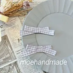 【数量限定】ラベンダー リボン ベビーキッズリボン ヘアクリップ 2点セット