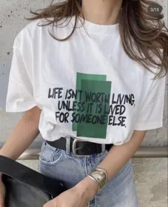 FLASH BLUE ロゴプリント 半袖Tシャツ ホワイト　Tシャツ　大きめ