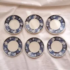青い花柄の小皿 6枚セット