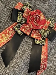 推し活 バッグチャーム リボン 赤 黒 金 レッド ブラック ゴールド