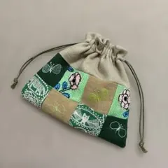 ミナペルホネンハンドメイドパッチ巾着twins choucho oneday