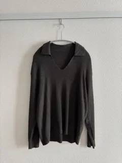 【ユニクロ】ウォッシャブルニットリブポロセーター　XL ブラウン