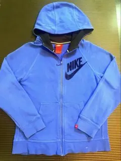 古着 NIKE ナイキ フード付きジップパーカー 薄手 M ブルー