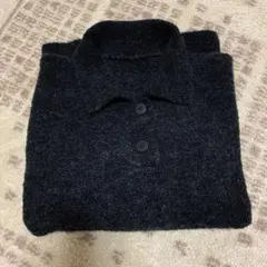 無印良品　ウール混ブークレポロセーター　ダークグレー　Ｌサイズ