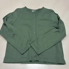 美品 無印 グリーン ボタン付きカーディガン XL