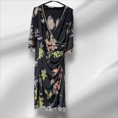 LEONARD レオナール 花柄 カシュクールワンピース シルク フリーサイズのサムネイル