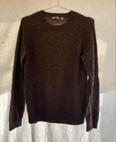 UNIQLO ダークブラウン ウール混紡 ニットセーター