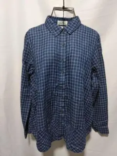 センソユニコ　Lucruca ネイビー/ホワイト チェック柄 長袖シャツ　春秋
