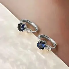 No42 サファイア カラー フープ［シルバー］ 金属アレルギー対応 高品質