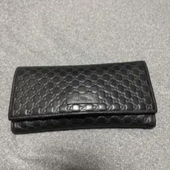 GUCCI グッチ シマレザー GG柄 長財布 ブラック メンズ