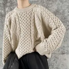 select MOCA by son ヴィンテージライクケーブルニット