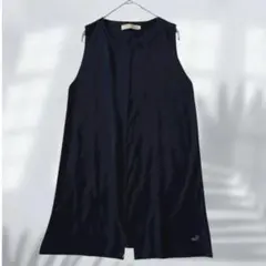 クロコダイル ニットジレ ロングベスト 前開き Aライン ワンポイントa9366