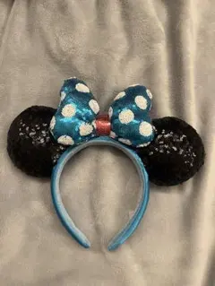 ディズニー ミニー カチューシャ ドット 青いスパンコール