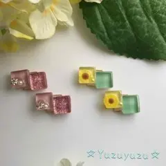 パステルカラーのガラスタイルキューブ