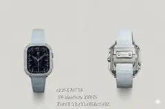 アップルウォッチ　CZベルト　本革ホワイトレザー特集バックル付